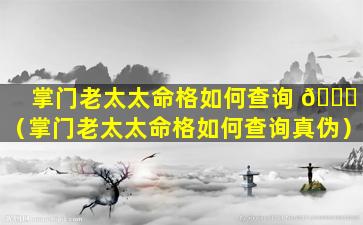 掌门老太太命格如何查询 🐛 （掌门老太太命格如何查询真伪）
